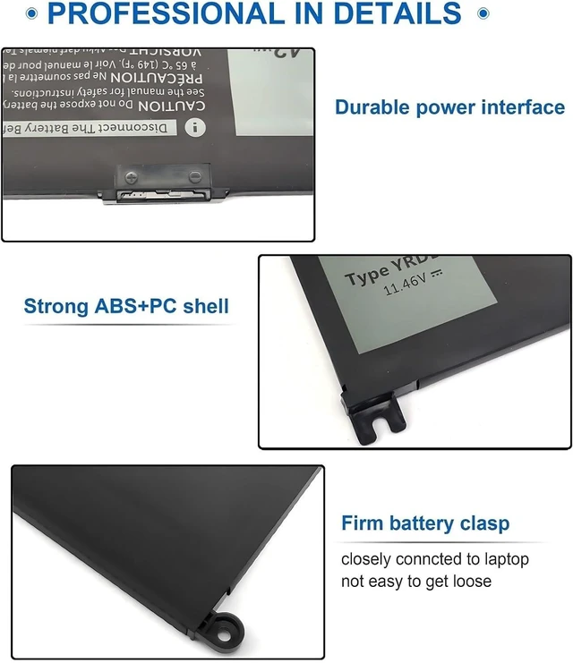 Alt view image 6 of 7 - YRDD6 1VX1H Laptop Battery,Compatible for Inspiron 5482 5485 5491 3310 2-in-1 3493 3593 3793 5493 5585 5593 5480 5590 3584 Vostro 3491