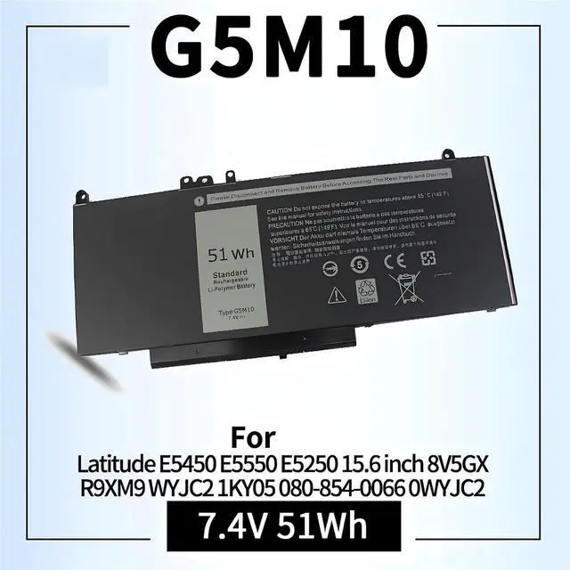 Alt view image 2 of 6 - G5M10 E5550 E5450 E5250 Battery,Compatible for Latitude E5550 E5450 E5250 5550 5450 5250 3150 3160 8V5GX R9XM9 1KY05 08V5GX.