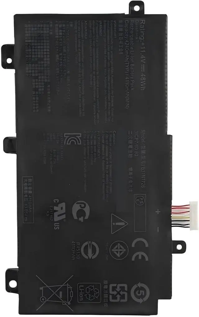 Alt view image 5 of 6 - Replacement Laptop Battery B31N1726,Compatible for ASUS FX504 FX504GD FX505 FX505G FX504G FX86 FX80G FX80GE/GD8750 FX95G Battery 4240mAh.(Short Battery Cable)
