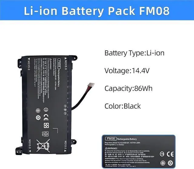 Alt view image 6 of 7 - FM08 Laptop Battery,Compatible for HP OMEN,17-an013TX 17-an014TX TPN-Q195 HSTNN-LB8B TPN-Q195 922976-855 922752-421 922976-855 922977-855(FM08 16 Cables)