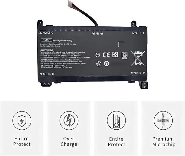 Alt view image 7 of 7 - FM08 Laptop Battery,Compatible for HP OMEN,17-an013TX 17-an014TX TPN-Q195 HSTNN-LB8B TPN-Q195 922976-855 922752-421 922976-855 922977-855(FM08 16 Cables)