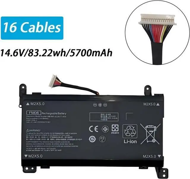 Alt view image 2 of 7 - FM08 Laptop Battery,Compatible for HP OMEN,17-an013TX 17-an014TX TPN-Q195 HSTNN-LB8B TPN-Q195 922976-855 922752-421 922976-855 922977-855(FM08 16 Cables)