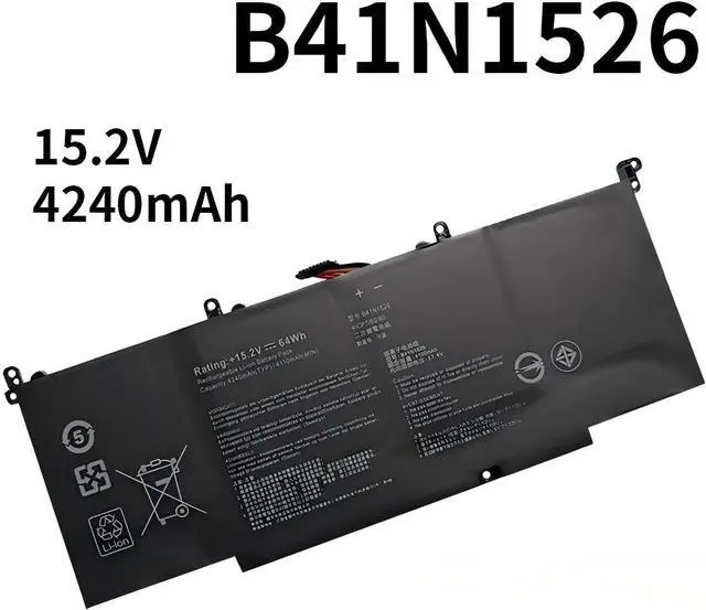 Alt view image 3 of 6 - Compatible for ASUS,Flying Fortress 3rd Gen FX60VM/ZX60V/FX502VM Battery - Works with B41N1526 | 15.2V 4240mAh Notebook Battery.