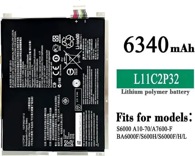 Alt view image 4 of 7 - L11C2P32 3.7V/6340mAh Laptop BatteryCompatible for Lenovo IdeaTad S6000 S6000-F S6000-H A7600 A7600-HV A7600-F A10-80 A10-80HC S6000F/H L12D2P31.
