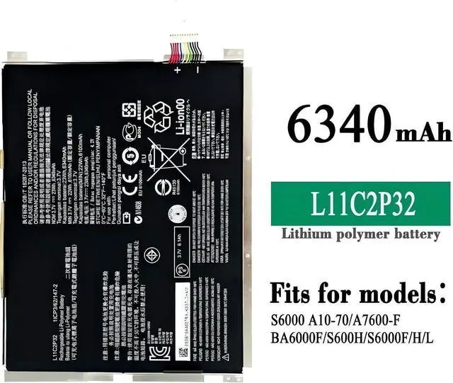 Alt view image 4 of 7 - L11C2P32 3.7V/6340mAh Laptop Battery,Compatible for Lenovo IdeaTad S6000 S6000-F S6000-H A7600 A7600-HV A7600-F A10-80 A10-80HC S6000F/H L12D2P31.