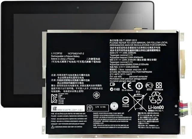 Alt view image 7 of 7 - L11C2P32 3.7V/6340mAh Laptop Battery,Compatible for Lenovo IdeaTad S6000 S6000-F S6000-H A7600 A7600-HV A7600-F A10-80 A10-80HC S6000F/H L12D2P31.