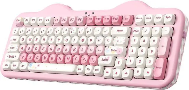 Main image of C98 Wireless Mechanical Keyboard with Number Pad,99 Key BT5.0/2.4G/USB-C Hot Swap Gasket Mount with PBT MOA Keycaps,Custom RGB,Cute Cake Keyboard for Win/Mac (Pink, Candy Linear Switch)