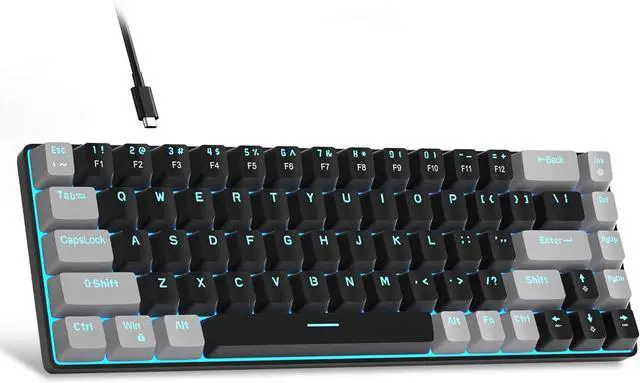 Main image of MageGee Portable 60% Mechanical Gaming Keyboard, MK-Box LED Backlit Compact 68 Keys Mini Wired Office Keyboard with Red Switch for Windows Laptop PC Mac - Black/Grey