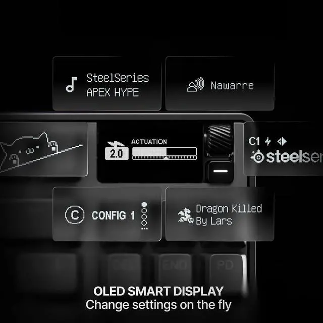 Alt view image 4 of 7 - Apex Pro TKL Gen 3 Gaming Keyboard - OmniPoint 3.0 Analog Magnetic Switches, Quickset Auto-Presets (Rapid Trigger, Rapid Tap/SOCD, Protection Mode), OLED, RGB, PBT Keycaps, USB-C, Black