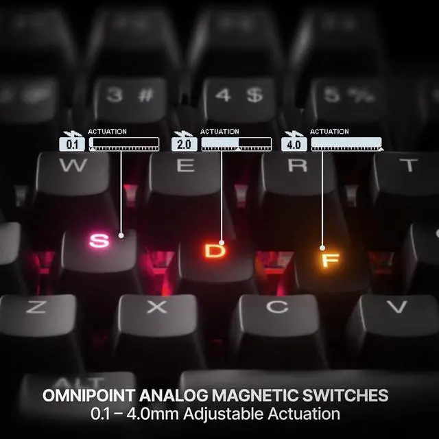 Alt view image 6 of 7 - Apex Pro TKL Gen 3 Gaming Keyboard - OmniPoint 3.0 Analog Magnetic Switches, Quickset Auto-Presets (Rapid Trigger, Rapid Tap/SOCD, Protection Mode), OLED, RGB, PBT Keycaps, USB-C, Black