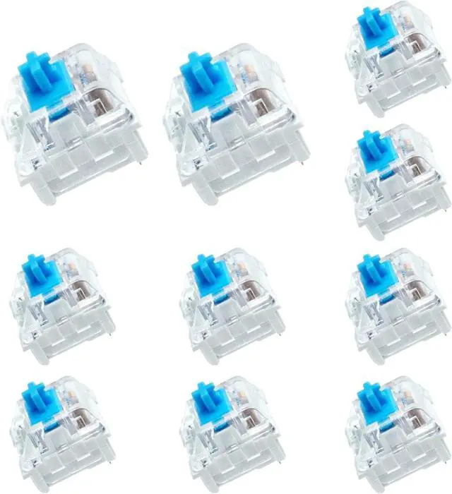Main image of BlingKingdom 10 PCS Blue Switch Replacement 3 PIN Mechanical Keyboard Switches, Clicky, Accurate Typing, Dustproof, LED Keyboard, Gaming Keyboard