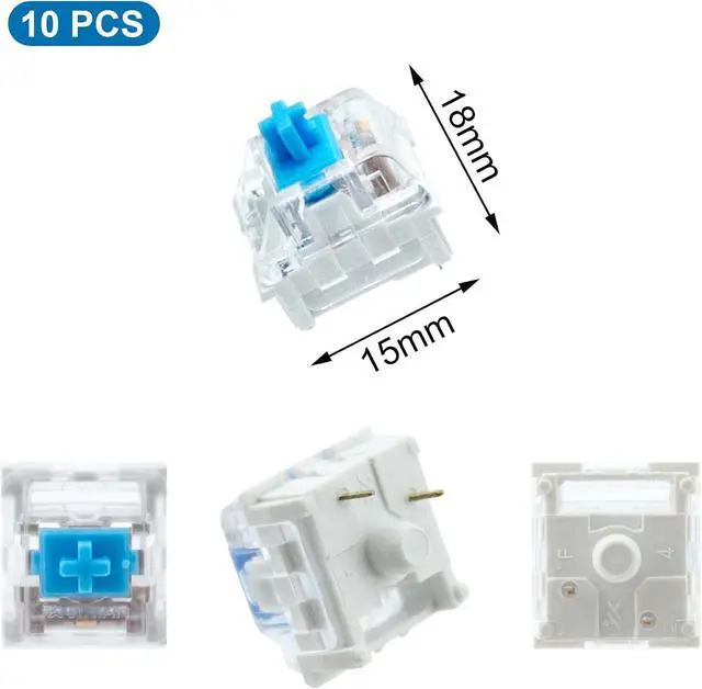 Alt view image 3 of 6 - BlingKingdom 10 PCS Blue Switch Replacement 3 PIN Mechanical Keyboard Switches, Clicky, Accurate Typing, Dustproof, LED Keyboard, Gaming Keyboard