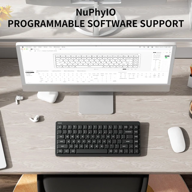 Alt view image 2 of 7 - NuPhy Node75 Hot-swap Wireless Mechanical Keyboard Gray-Brown Nano Switch | Hot Swappable, For Mac / Windows, Supports Touch Gestures, For Bluetooth, 2.4GHz, USB-C, RGB Backlit, PBT Keycaps, Wireless