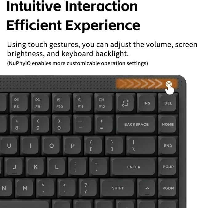 Alt view image 4 of 7 - NuPhy Node75 Hot-swap Wireless Mechanical Keyboard Gray-Brown Nano Switch | Hot Swappable, For Mac / Windows, Supports Touch Gestures, For Bluetooth, 2.4GHz, USB-C, RGB Backlit, PBT Keycaps, Wireless