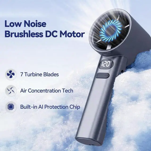Alt view image 9 of 14 - Handheld Fan. Portable Handheld Fan 120 Wind Speed Mini Handheld Desk Fan USB Rechargeable .Portable(Gray)