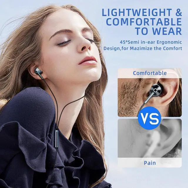 Alt view image 9 of 14 - USB-C Wired Earbuds with Microphone, Volume Control, Noise Canceling, Compatible with Samsung Galaxy S24 S23 S22, iPhone 17 16 15 Pro Pro max, Pixel Phones