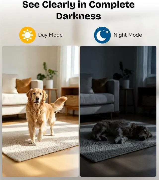 Alt view image 3 of 7 - 4K WiFi Wireless Indoor Security Cam with Night Vision, Indoor Camera with Clock with App Control, Nanny Cam with AI Motion Detection, Loop Recording, Local & Cloud Storage for Home, Easy to Use