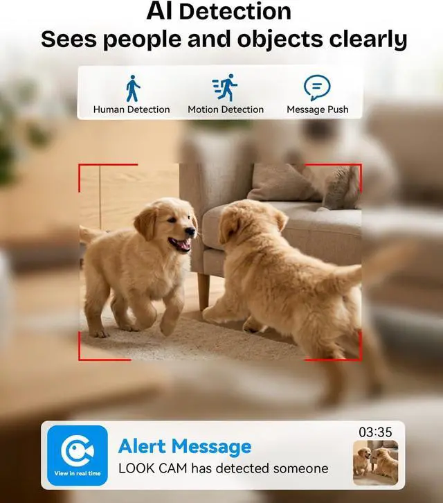 Alt view image 4 of 7 - 4K WiFi Wireless Indoor Security Cam with Night Vision, Indoor Camera with Clock with App Control, Nanny Cam with AI Motion Detection, Loop Recording, Local & Cloud Storage for Home, Easy to Use