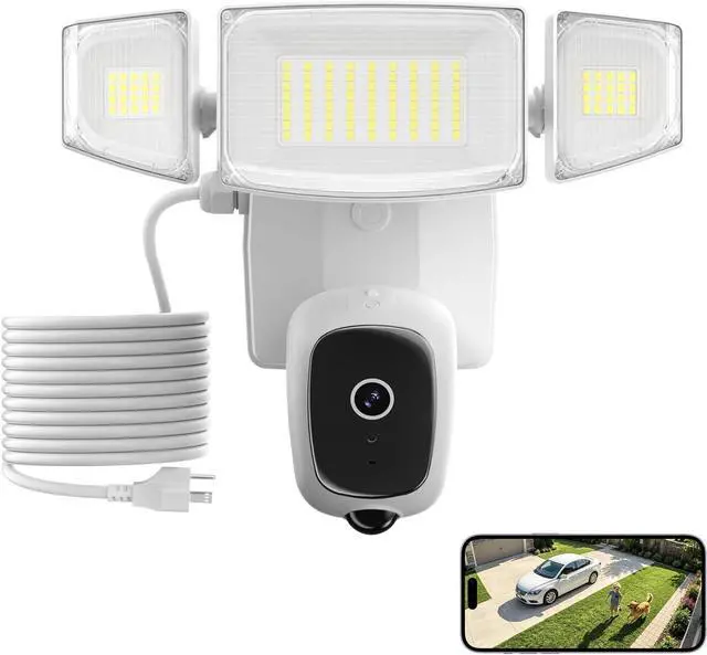 Main image of iMaihom 2K Floodlight Camera with Plug-in Power Cable, 3000LM Security Outdoor Cam with Motion-Activated, Color Night Vision, 2-Way Audio, Siren, 24/7 Recording, IP65, 5G/2.4G WiFi, Works with Alexa