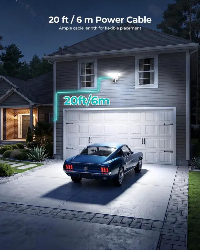 Alt view image 3 of 7 - iMaihom 2K Floodlight Camera with Plug-in Power Cable, 3000LM Security Outdoor Cam with Motion-Activated, Color Night Vision, 2-Way Audio, Siren, 24/7 Recording, IP65, 5G/2.4G WiFi, Works with Alexa