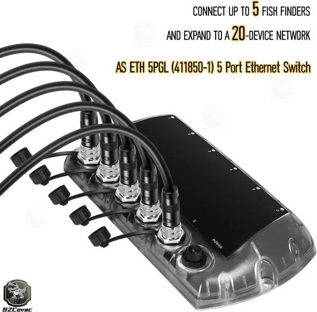 Alt view image 3 of 7 - 411850-1 AS ETH 5PGL 5-Port Ethernet Switch + 720073-6 AS EC 5E 5-Foot Ethernet Cable for Humminbird, Black