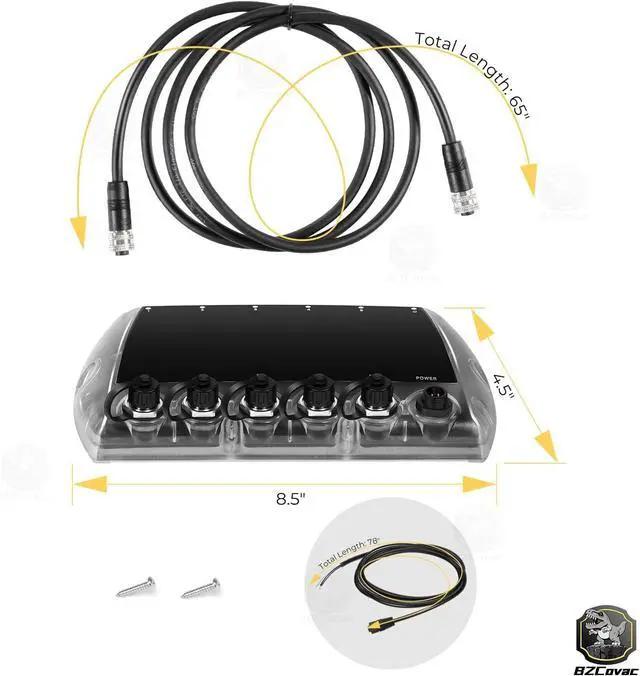 Alt view image 7 of 7 - 411850-1 AS ETH 5PGL 5-Port Ethernet Switch + 720073-6 AS EC 5E 5-Foot Ethernet Cable for Humminbird, Black