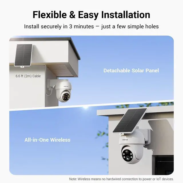 Alt view image 4 of 7 - ANSQUE Security Cameras Wireless Outdoor Home System, 6 Camera Kit, No Subscription Fees, Solar Powered, Local Storage, 365-Day Battery Life, 360°PTZ Surveillance, Auto Tracking, 2K Color Night Vision