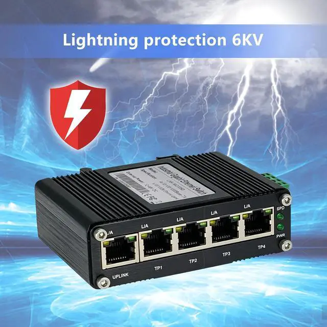 Alt view image 5 of 7 - Hardened Mini Industrial 5-Port Gigabit Ethernet Switch, 10/100/1000Mbps, Din Rail & Wall Mountable, -40 to 167 F, 10Gbps Switching Capacity