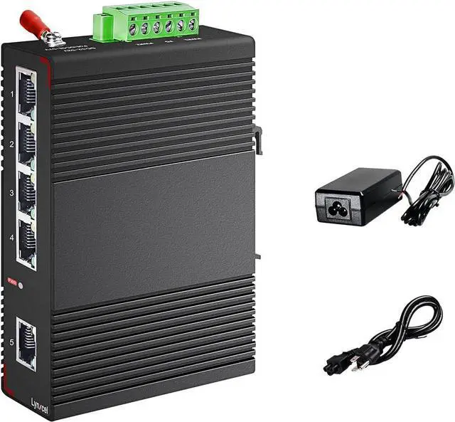 Main image of 5Port Gigabit Industrial Ethernet Switch, 10Gbps, Din Rail, Power