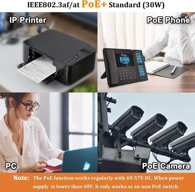 Alt view image 4 of 6 - Industrial 8-Port 10/100/1000Mbps Ethernet Optical Fiber Switch with 2 Gigabit SFP Slot, 10-Port Network Switch Associated with 20Gbps Bandwidth, Din Rail or Desktop