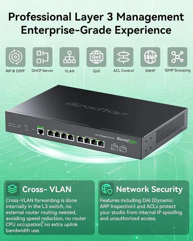 Alt view image 4 of 7 - 2.5Gb PoE++ Switch Managed,Layer 3 Switch,Enterprise Network Switch for SMB