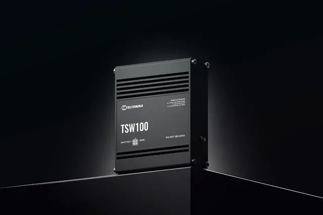 Alt view image 6 of 7 - Teltonika TSW100 TSW100010010 Industrial Unmanaged PoE+ Ethernet Switch, 5X Gigabit Ethernet, 4X PoE+ Ports, 120W PoE Budget, Plug-and-Play, North America Version