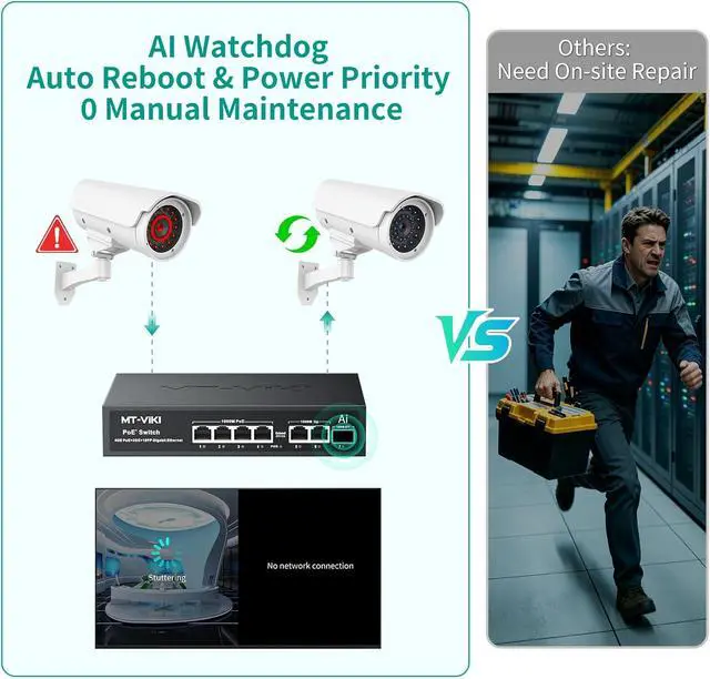 Alt view image 3 of 7 - MT-VIKI Gigabit PoE Switch, 7-Port IEEE 802.3at/af Unmanaged Network Switch