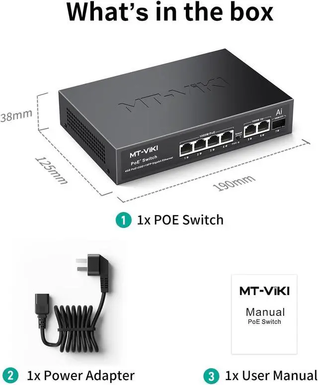 Alt view image 7 of 7 - MT-VIKI Gigabit PoE Switch, 7-Port IEEE 802.3at/af Unmanaged Network Switch