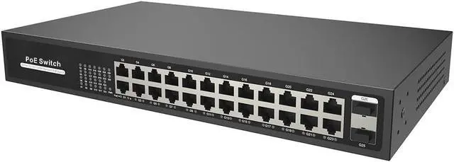 Alt view image 2 of 3 - 250W 24CH Unmanaged Gigabit PoE Switch has 24*10/100/1000M Ethernet Ports, Plug-and-Play, Up to 30W Max Power Per Port,POE24CH-250W