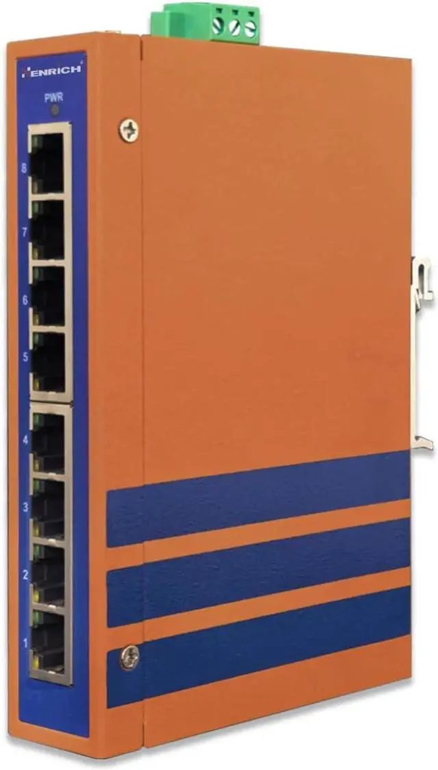 Main image of Henrich 8 x100Mbps Copper Port Din-Rail Switch, Supported by the US Team