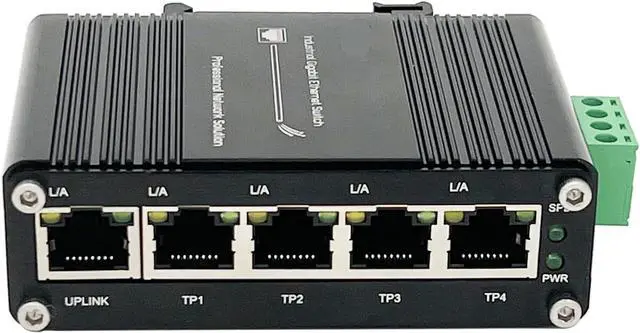 Alt view image 2 of 7 - Industrial 5 Ports Gigabit PoE Switch Ethernet 12~48V 10/100/1000Mbps Poe Hub 4*RJ45 Port Din Network(5 Ports PoE Switch)