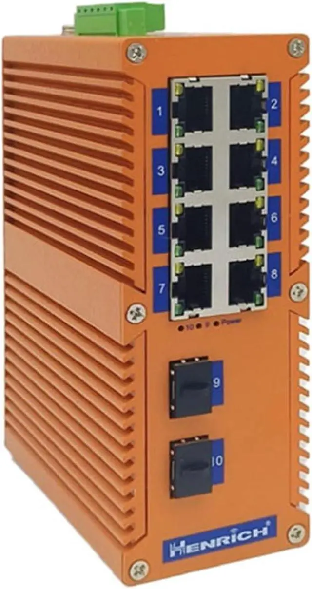 Alt view image 2 of 3 - Henrich 10 Port 8x100Mbps Copper Port 2 Gigabit Fiber SFP Connector Switch