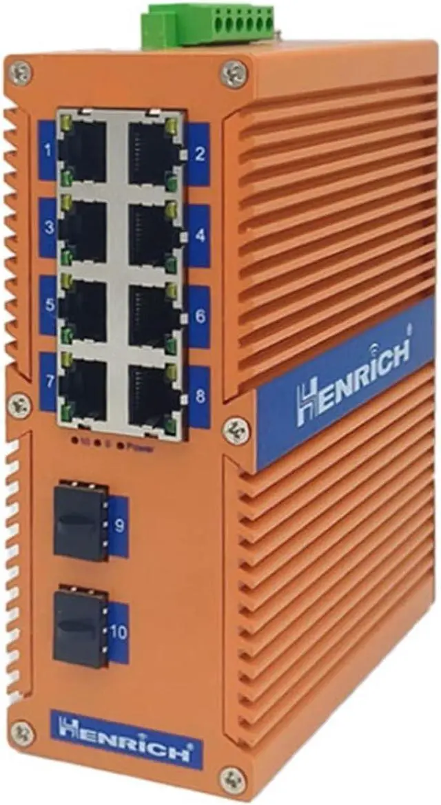 Alt view image 3 of 3 - Henrich 10 Port 8x100Mbps Copper Port 2 Gigabit Fiber SFP Connector Switch