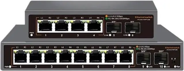 Main image of 1pcs 2.5Gb Network Switch 8 Port .5G RJ45 with 10G SFP+ Ethernet Fanless Play Desktop Wall Mounted(JT-S107-102TS)