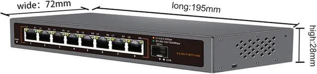 Alt view image 4 of 6 - 1pcs 2.5Gb Network Switch 8 Port .5G RJ45 with 10G SFP+ Ethernet Fanless Play Desktop Wall Mounted(JT-S107-102TS)
