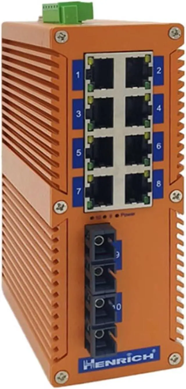 Alt view image 2 of 3 - Henrich 10 Port 8x100Mbps Copper Port 2 Gigabit Single-Mode SC Fiber Switch