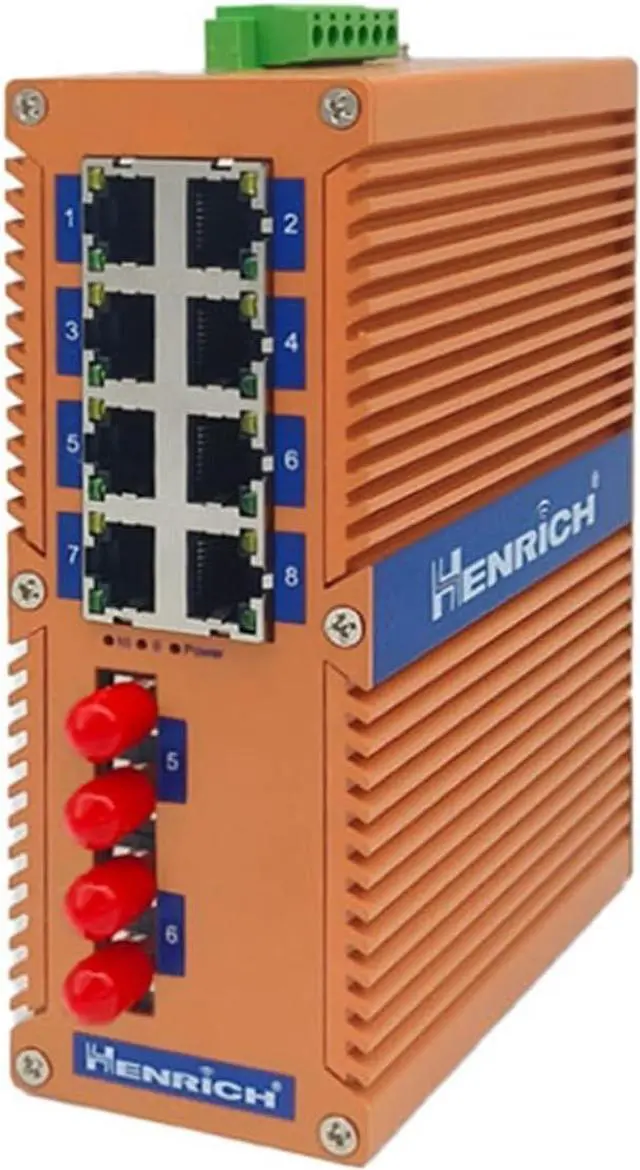 Alt view image 3 of 3 - Henrich 10 Port 8x100Mbps Copper Port 2 Gigabit Multi-Mode ST Fiber Switch