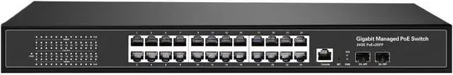 Main image of Full Gigabit Managed PoE Switch 24 Port with 2 SFP Slots with managment/vlan/RSTP/SNMP Fiber Switch