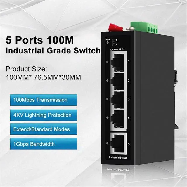 Alt view image 3 of 7 - Industrial Gigabit POE/Non-POE Switch 5/6 Port 100/1000M DIN IP30 Network Ethernet Switch Protection Max BT90W(ZX500-SWG10411S)