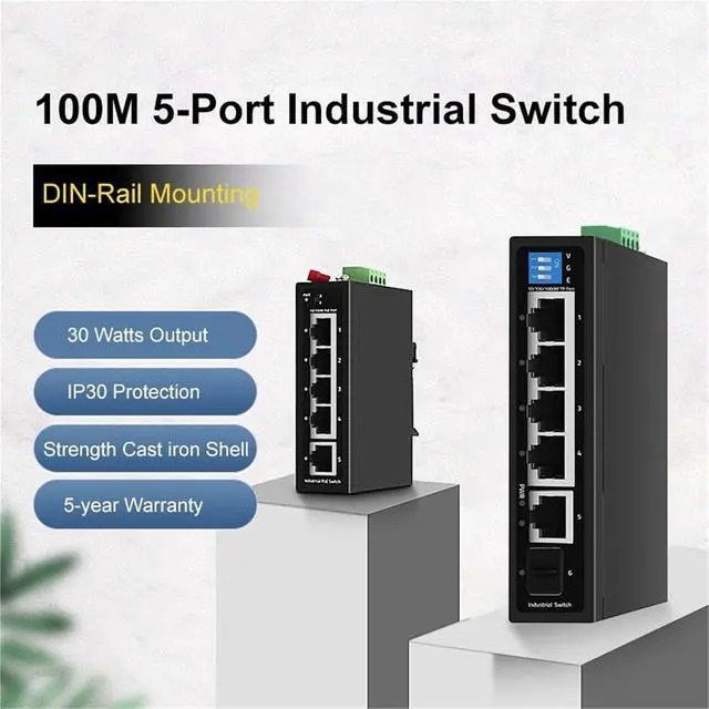 Alt view image 4 of 7 - Industrial Gigabit POE/Non-POE Switch 5/6 Port 100/1000M DIN IP30 Network Ethernet Switch Protection Max BT90W(ZX500-SWG10411S)