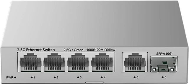 Main image of 5 Port 2.5GbE Ethernet Switch Unmanaged 2.5Gbps Network Switch 10Gb SFP+ Slot Home Lab Setup Switch and Play(UK Adapter)