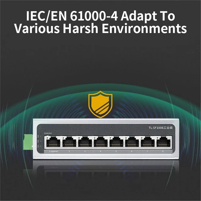 Alt view image 4 of 7 - 1Pcs 5 Port 8 Port 100M Industrial Ethernet Switch 100Base-T DIN Rail Wall Mounted Aluminium Alloy Shell TL-SF1005 TL-SF1008(TL-SF1008)