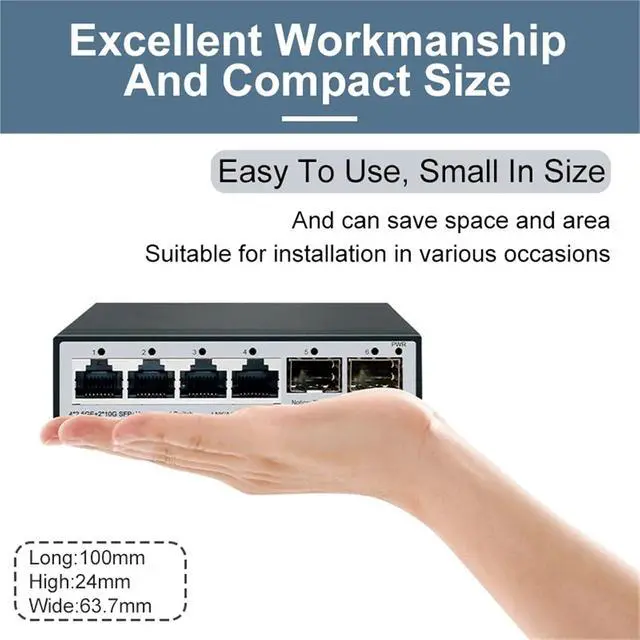 Alt view image 7 of 7 - 2.5GbE Smart Managed Switch 4 Port RJ45 2500Mbps Web Ethernet Network 10G SFP+ Slot