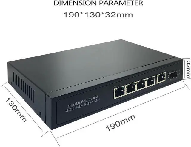 Alt view image 3 of 4 - 4-Port Full Gigabit PoE Switch with 1GE and 1SFP Uplink for IP Camera Built-in 65W Power - Network